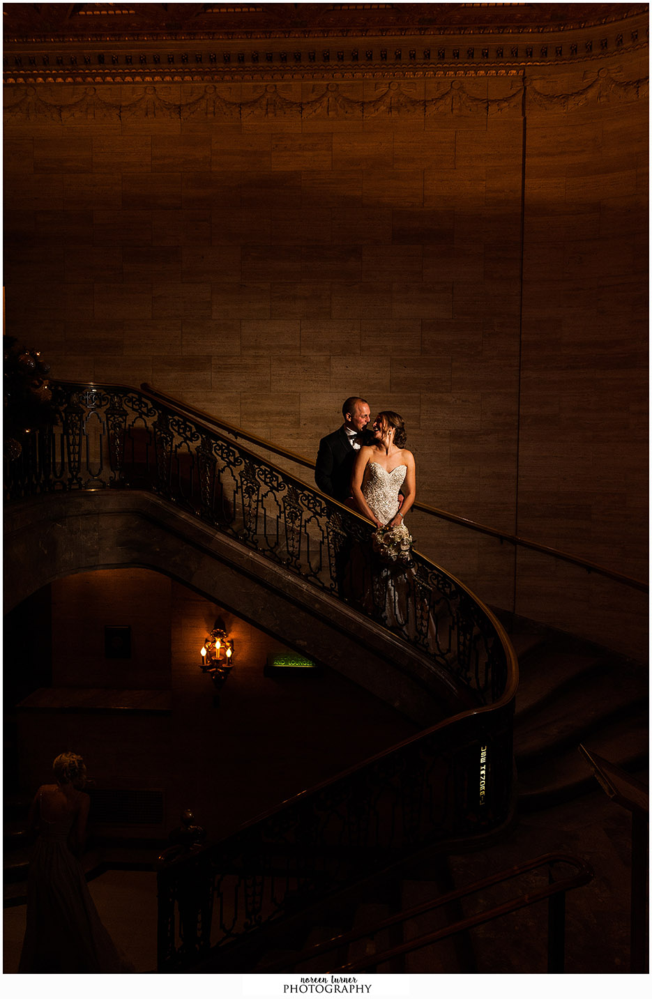 A stunning and elegant Hotel DuPont wedding with a gold and Christmas theme