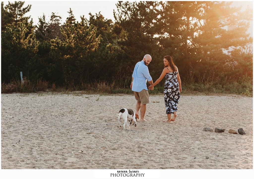 A golden, end-of-summer Barnegat Light and Long Beach Island engagement session
