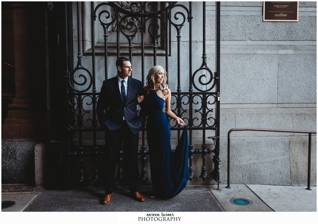 Del Frisco's Philadelphia formal engagement session by Noreen Turner Photography