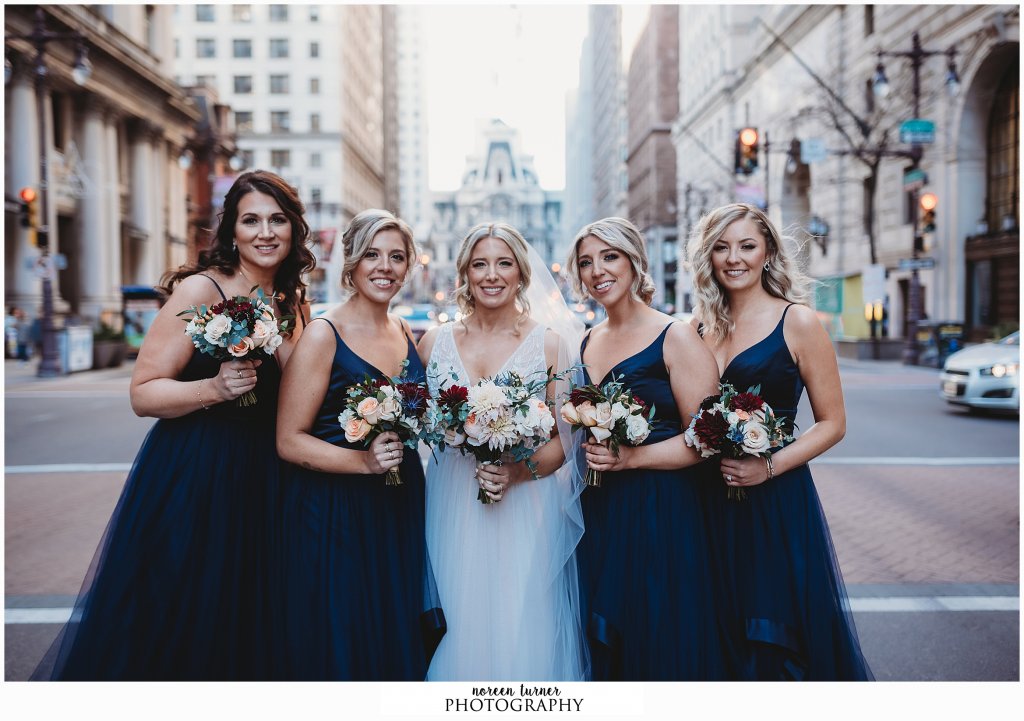 Hyatt at the Bellevue wedding in Philadelphia by Noreen Turner Photography, Hayley Page bridesmaid gowns